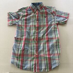 Chaps Blue Green Pink Plaid Button Up Shirt Pastel Easter Spring Boys Sz L A3700